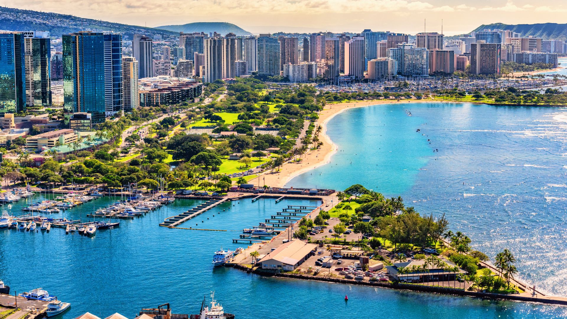 Waikiki and Ala Moana coastline